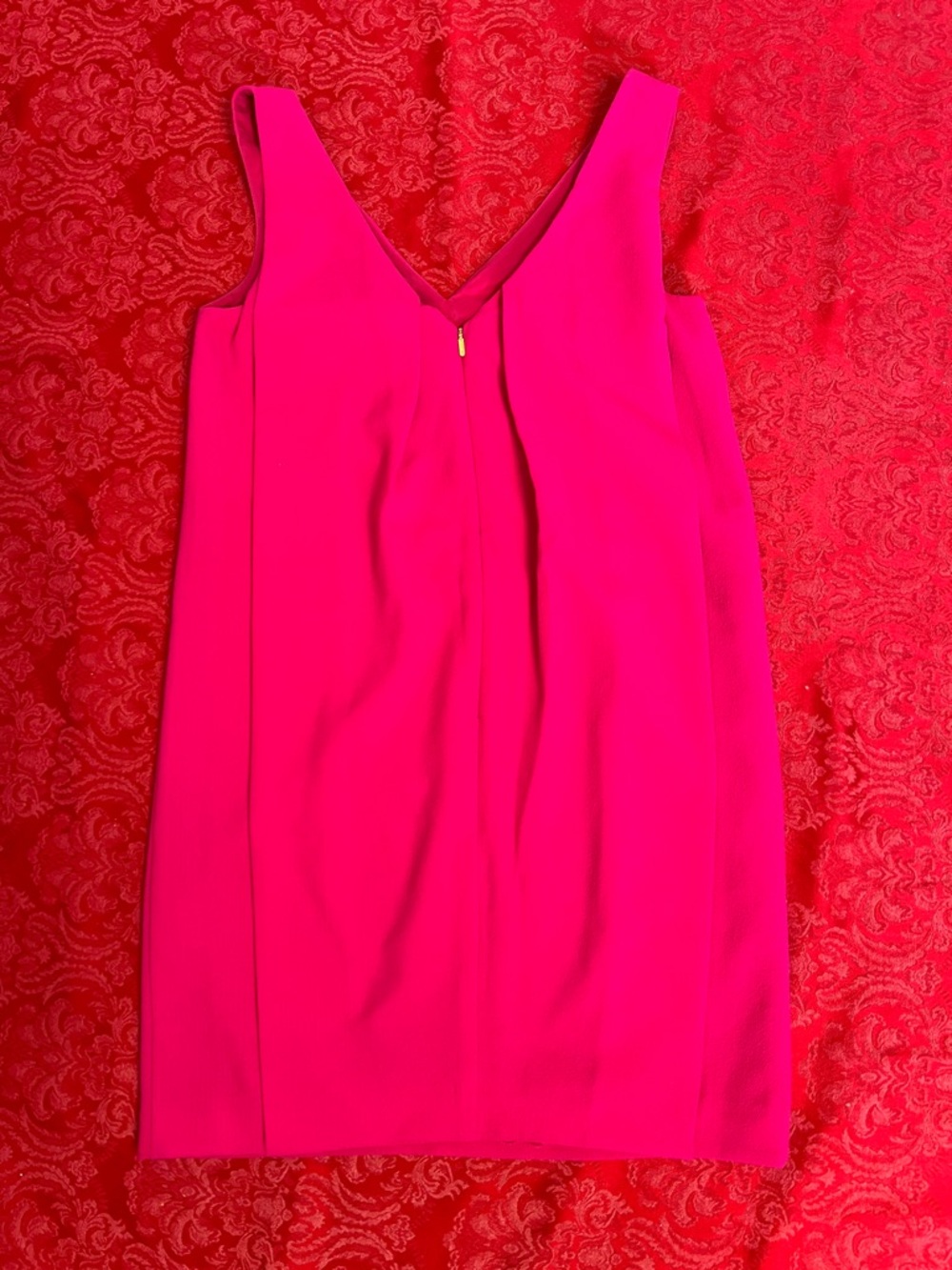 Trina Turk Hot Pink Shift Dress Women's Size 4 Sleeveless V-Neck Cocktail Career - Picture 3 of 10